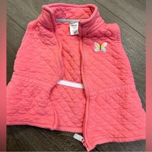 🌸 $3 if bundled -  18 Month CARTER’S Quilted Pink Zip up Vest cute butterfly